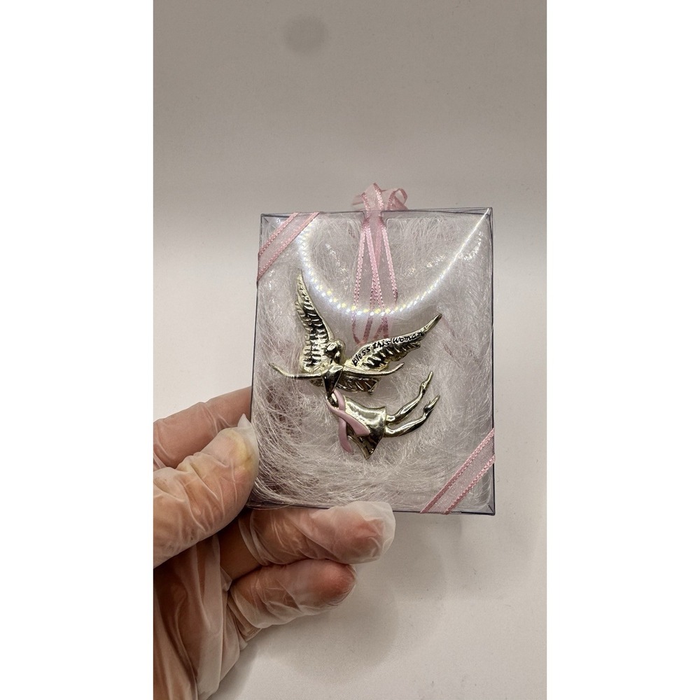 Serenity Breast Cancer Angel Christmas Ornament " Bless This Women " Pink Ribbon